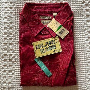 Men's Haggar Island Ease Tropical stretch button down shirt size Large. NWT.